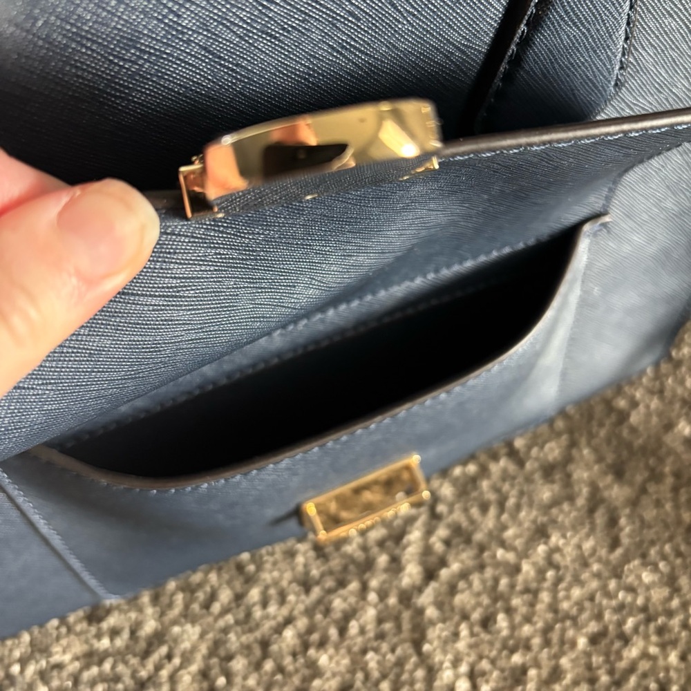 Michael Kors Navy Blue Saffiano Leather Crossbody Satchel - Picture 3 of 9